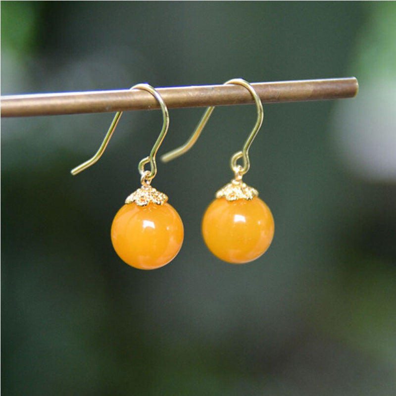 Boucles d'Oreilles Ambre et Turquoise – Harmonie Naturelle, Argent Plaqué Or