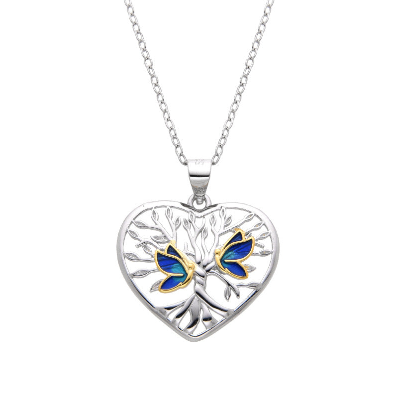 Collier – Étreinte Papillon Bleue, Argent 925