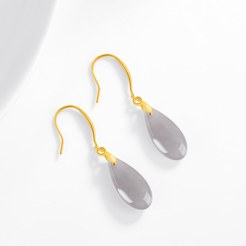 Boucles d'Oreilles Jade Néphrite – Délicat Secret, Argent Plaqué Or