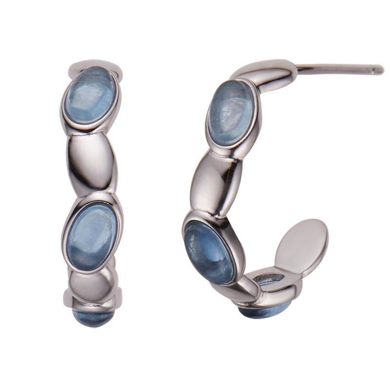 Boucles d'oreilles Aigue marine – Reflets Océan, Argent