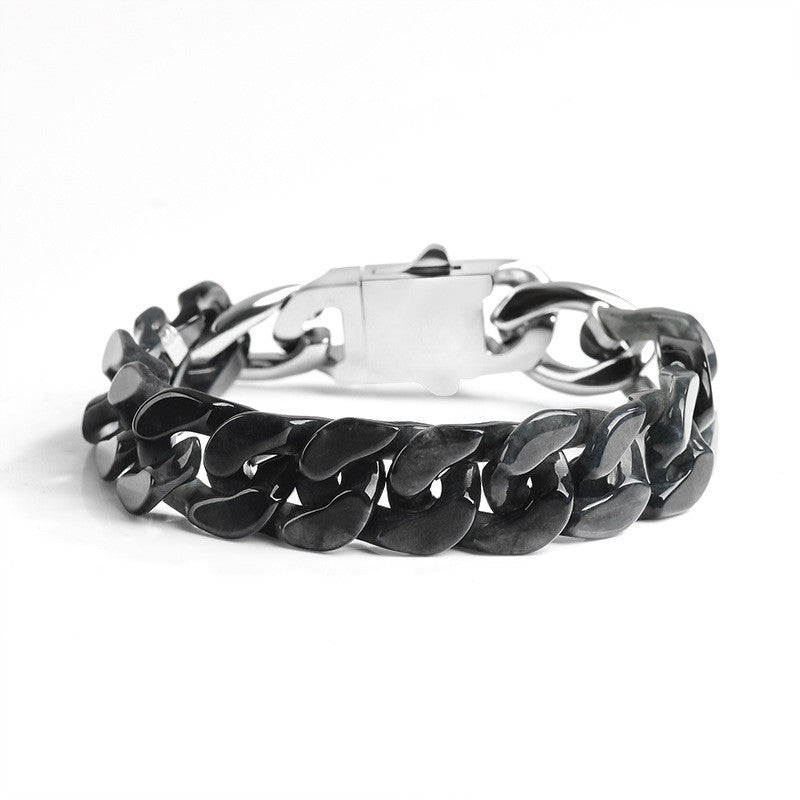 Bracelet Homme Jadéite Noire – Guerrier Silencieux