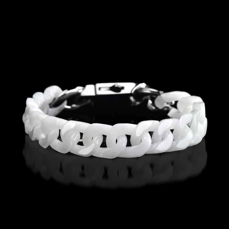 Bracelet Homme Jade Blanc – Force du Tigre