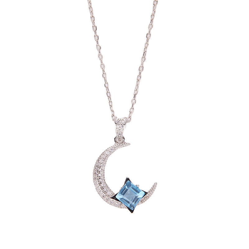 Collier Lune Topaze – Éclat d’Argent, Argent