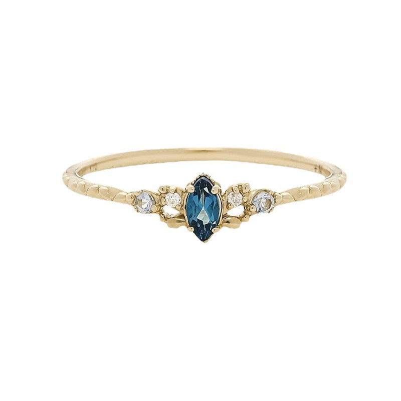 Bague Topaze – Firmament d'Azur, Argent Plaqué Or
