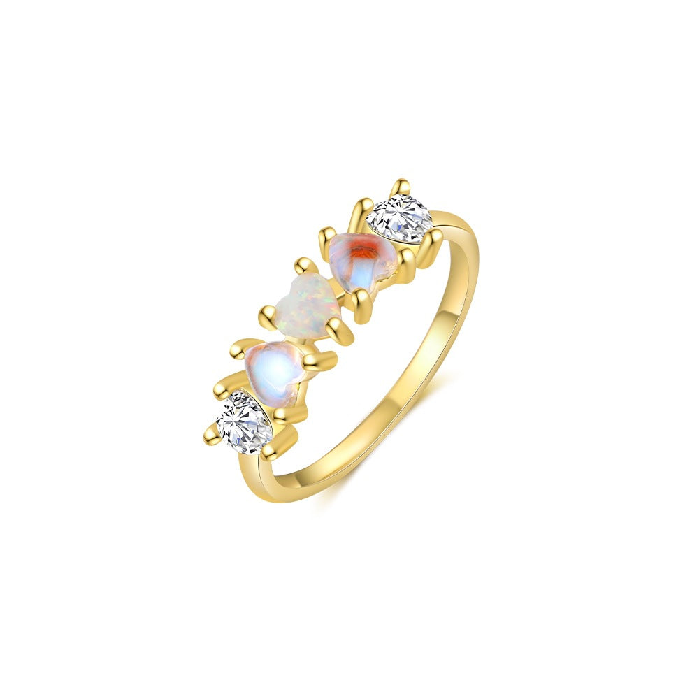 Bague Pierre de Lune – Charme Bohème, Argent Plaqué Or