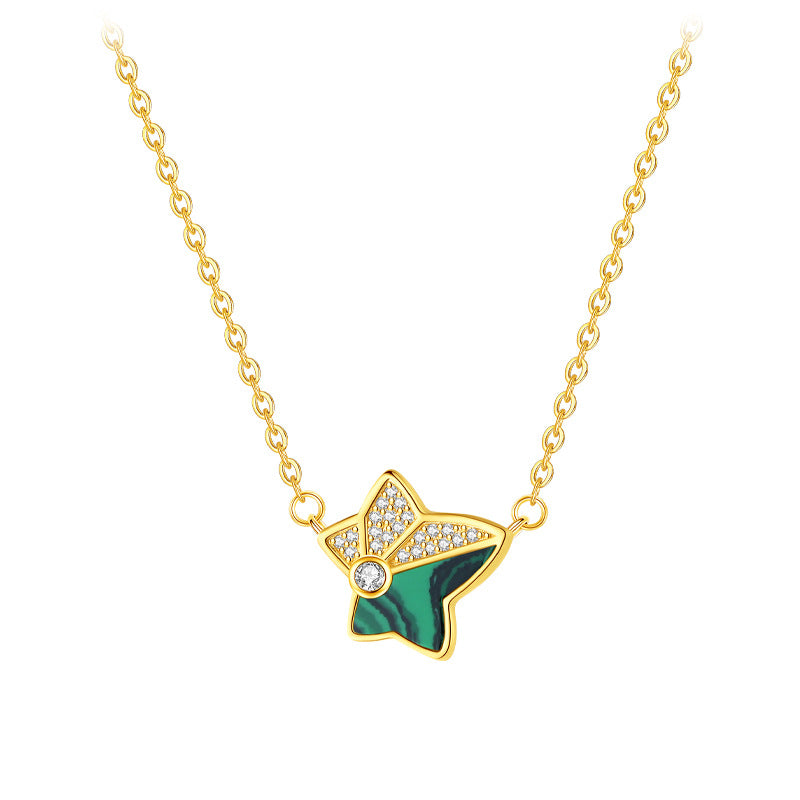 Collier Malachite – Spirale d’Éveil, Argent Plaqué Or
