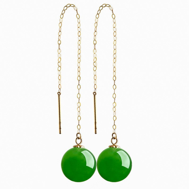 Boucles d'Oreilles Jade Néphrite – Charme d’Exception, Or 18K