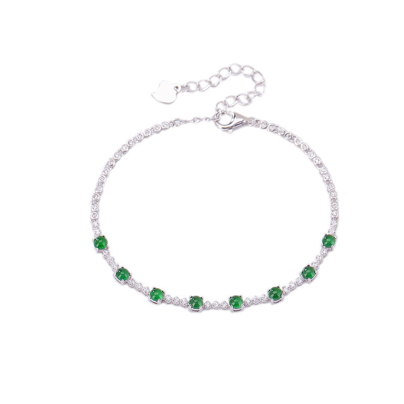 Bracelet Jadéite – Forêt d’Émeraude, Argent