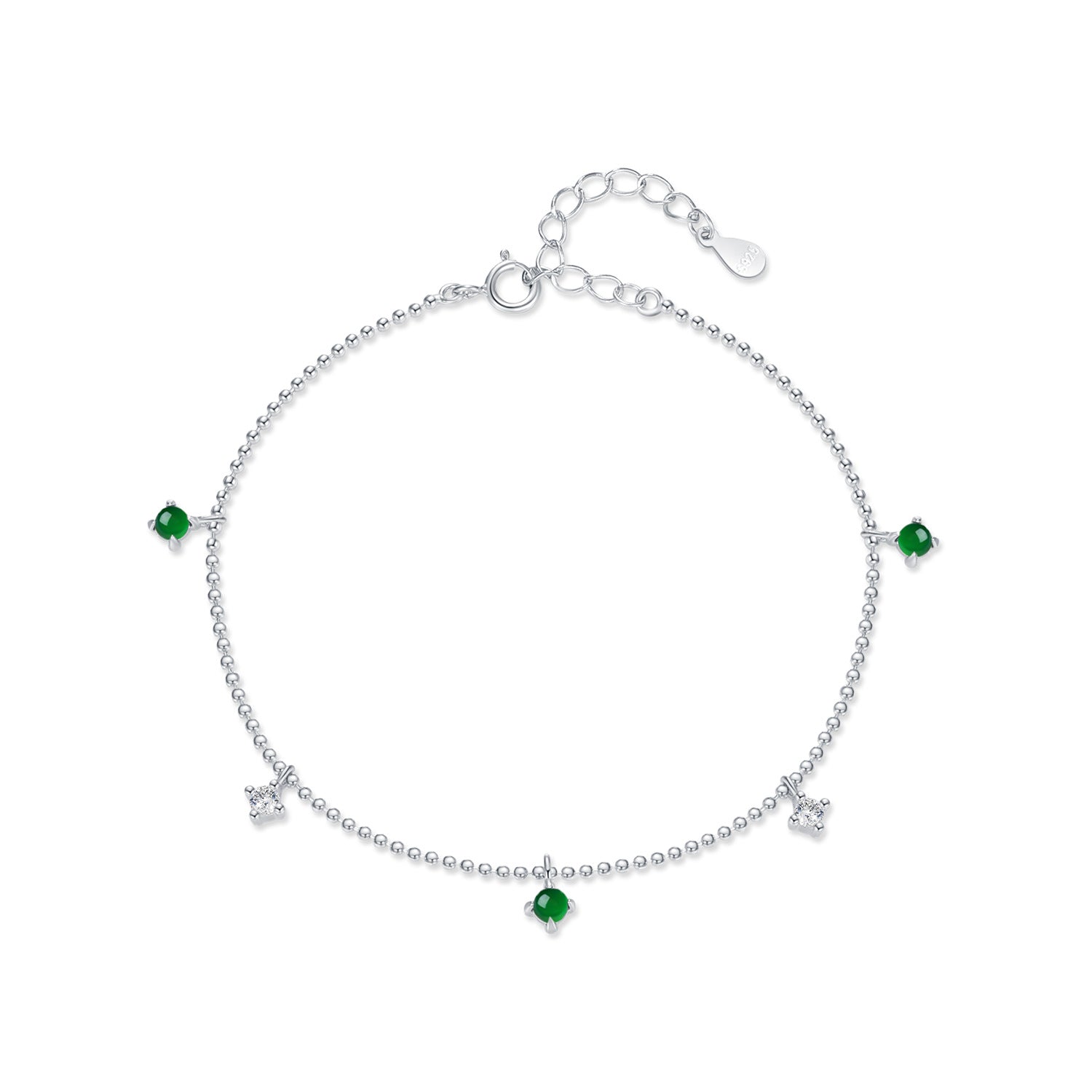 Emerald and Zircon Bracelet – Luminous Dew, 925 Silver