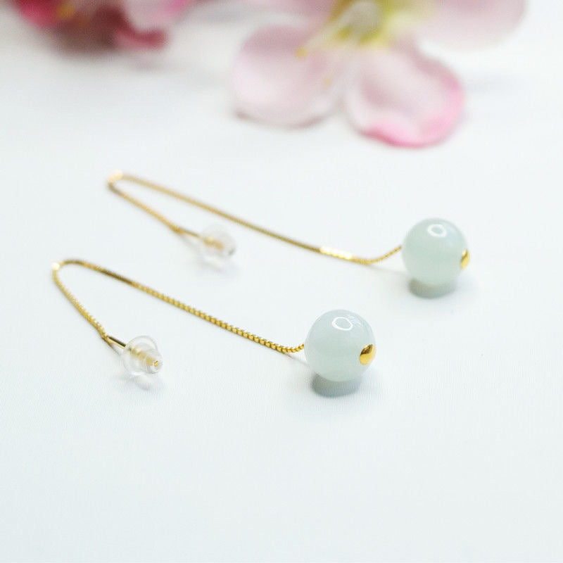 Boucles d'Oreilles Jadéite – Délicat Prestige, Argent Plaqué Or