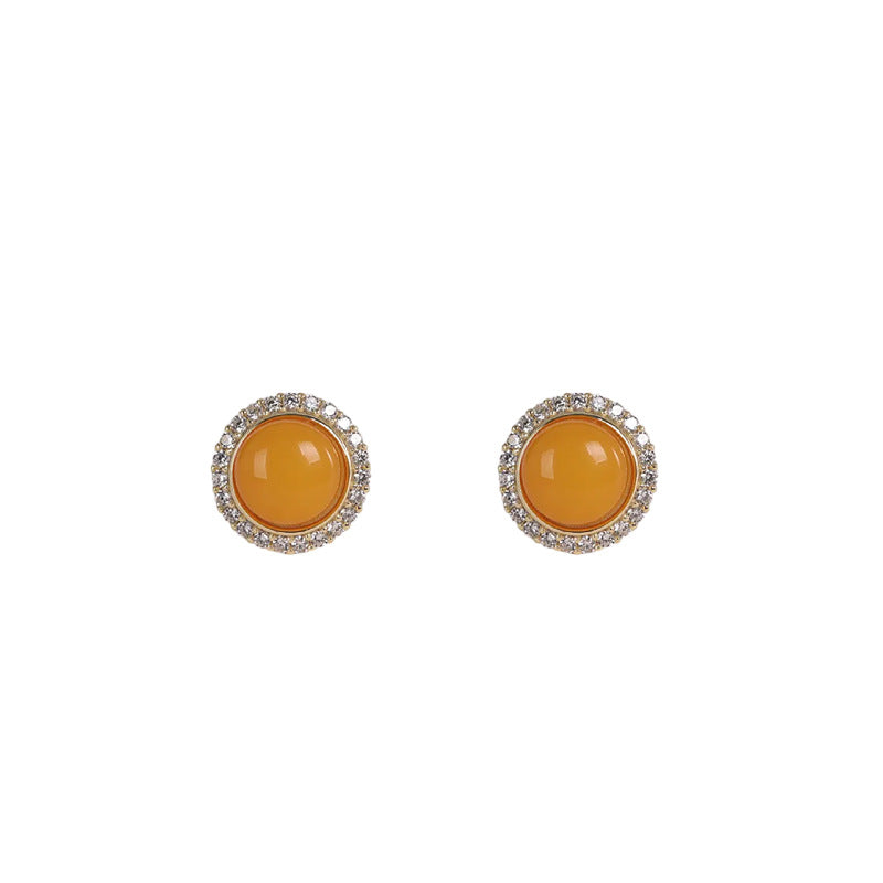 Boucles d'Oreilles Ambre – Lumière Ambrée, Argent Plaqué Or