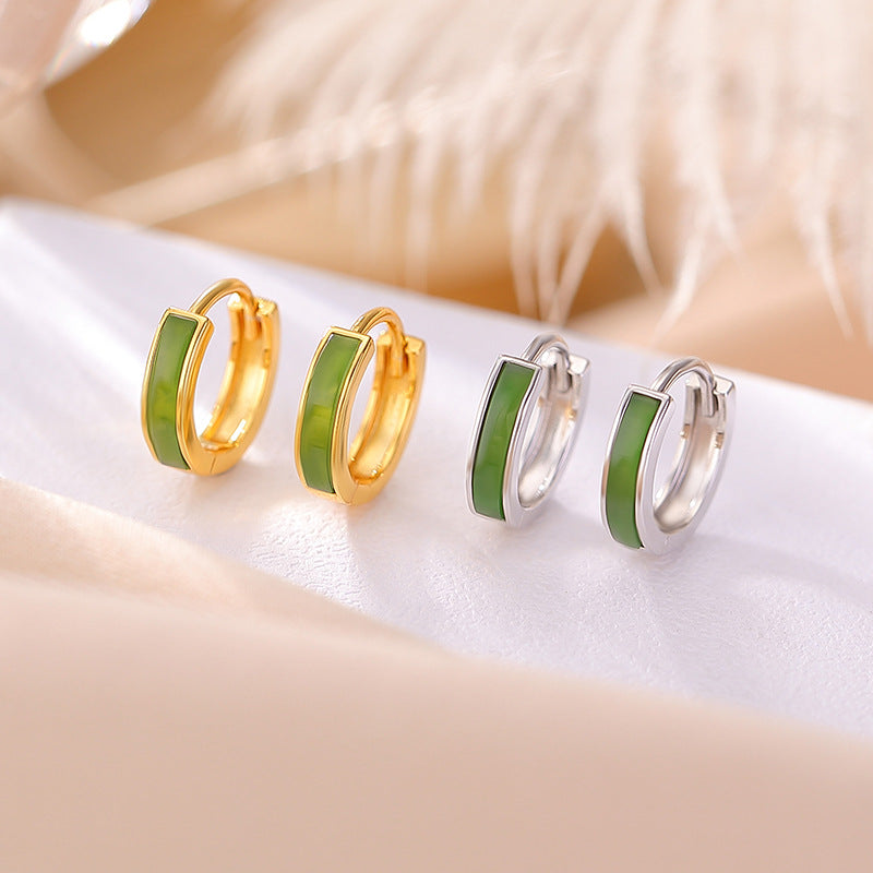 Boucles d'Oreilles Jade Néphrite – Divine Élégance, Argent