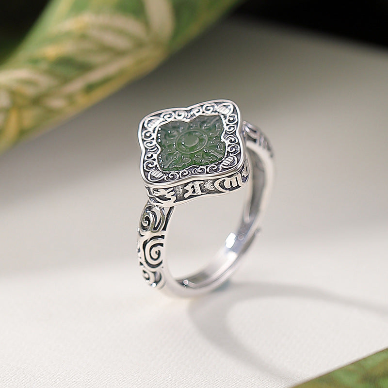 Bague Jade Néphrite – Brume Céleste, Argent
