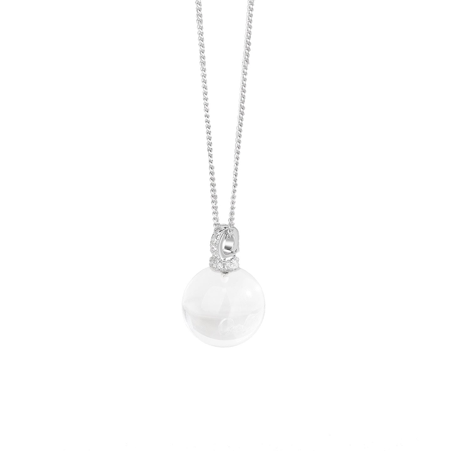 Collier Cristal de Roche – Sphère Lumineuse, Argent