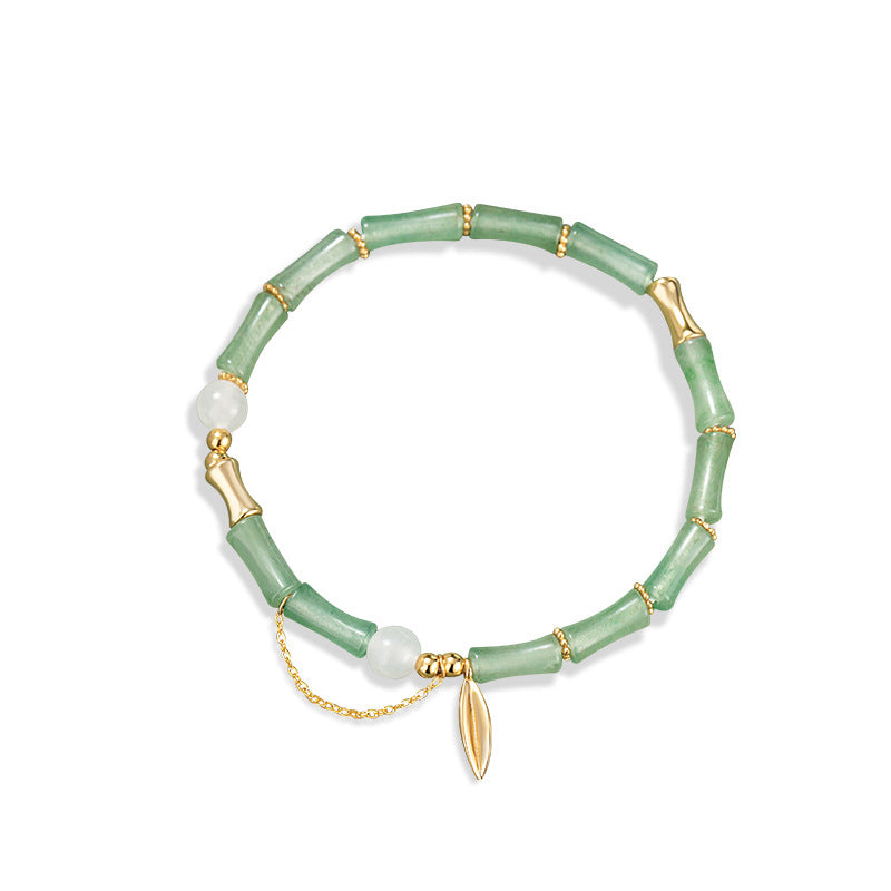 Bracelet Aventurine et Jade – Douceur Bambou, Argent Plaqué Or