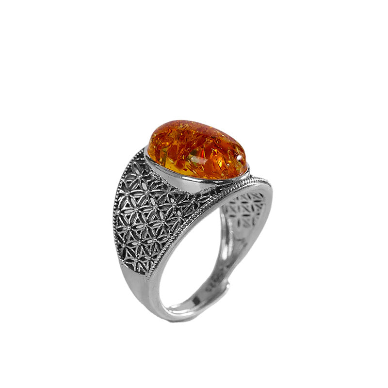 Bague Ambre – Voile d’Ambre, Argent