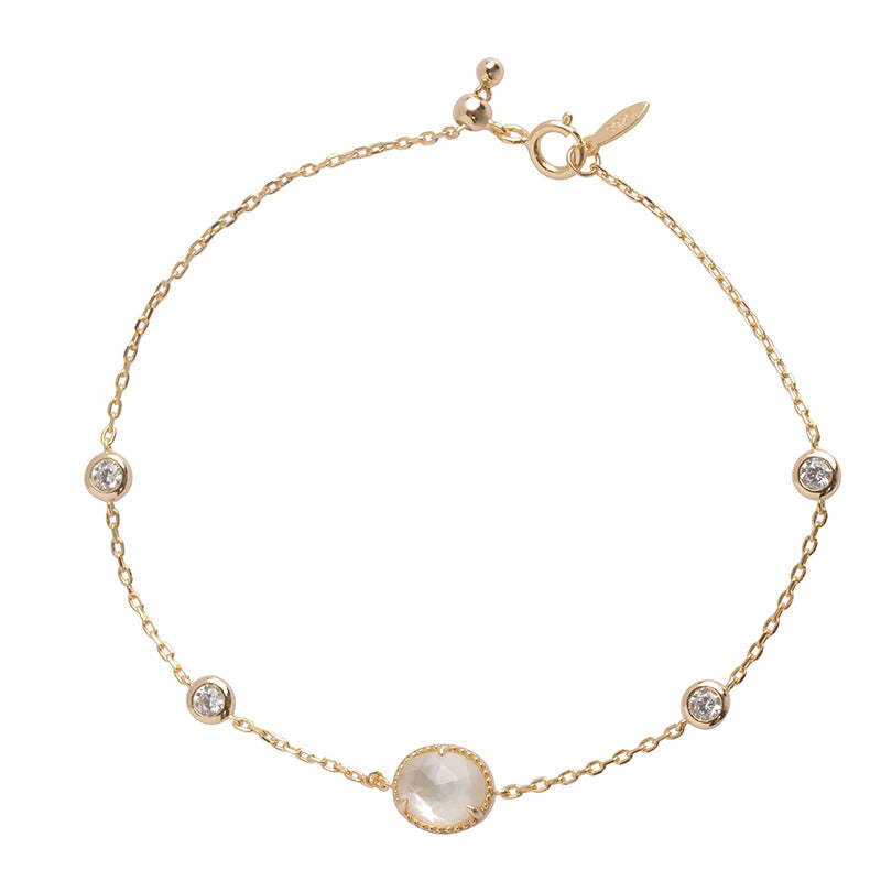 Bracelet Cristal de Roche – Aura Cristalline, Argent Plaqué Or 14K