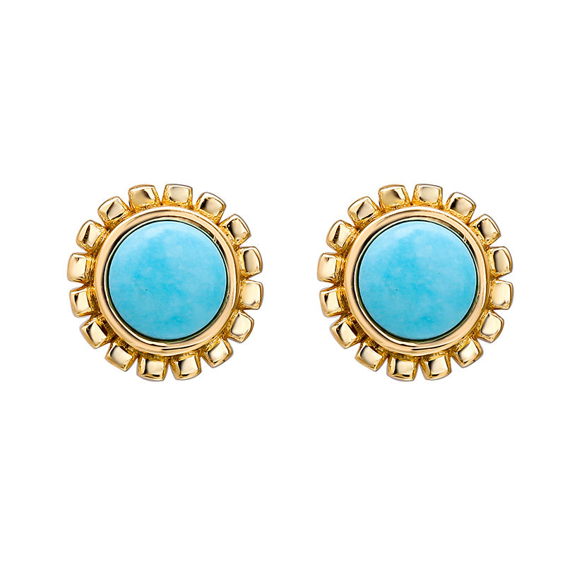 Boucles d'Oreilles Turquoise – Souffle du Désert, Argent Plaqué Or 14K