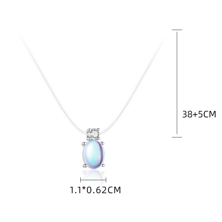 Collier Flottant Pierre de Lune – Spectre Lunaire, Argent