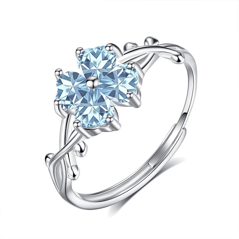 Bague Topaze – Trèfle Céleste, Argent