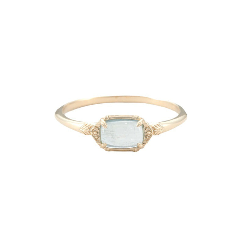 Aquamarine Ring – Subtle Treasure, Gold Plated Sterling Silver