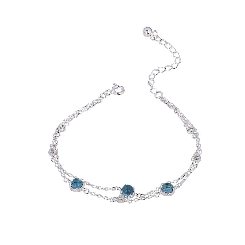 Aquamarine Bracelet – Blue Serenity, 925 Sterling Silver