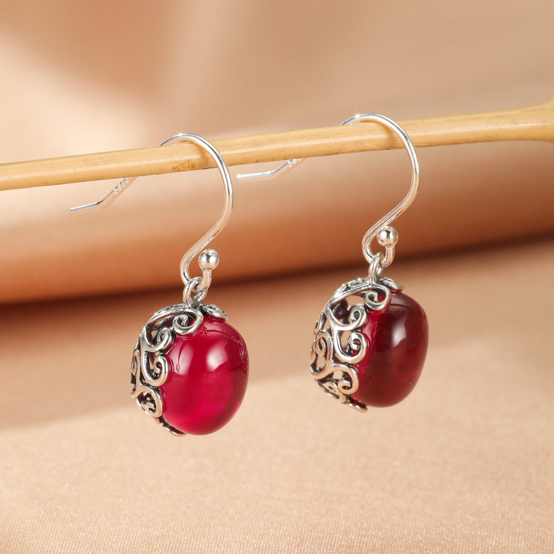 Boucles d’Oreilles Cornaline – Reflets d’Orient, Argent