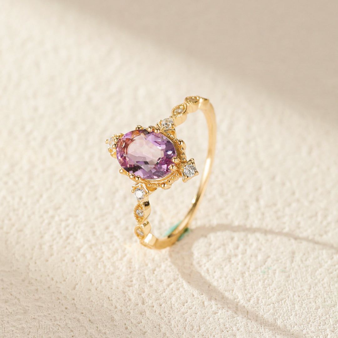 Bague Améthyste – Calme Royal, Argent Plaqué Or