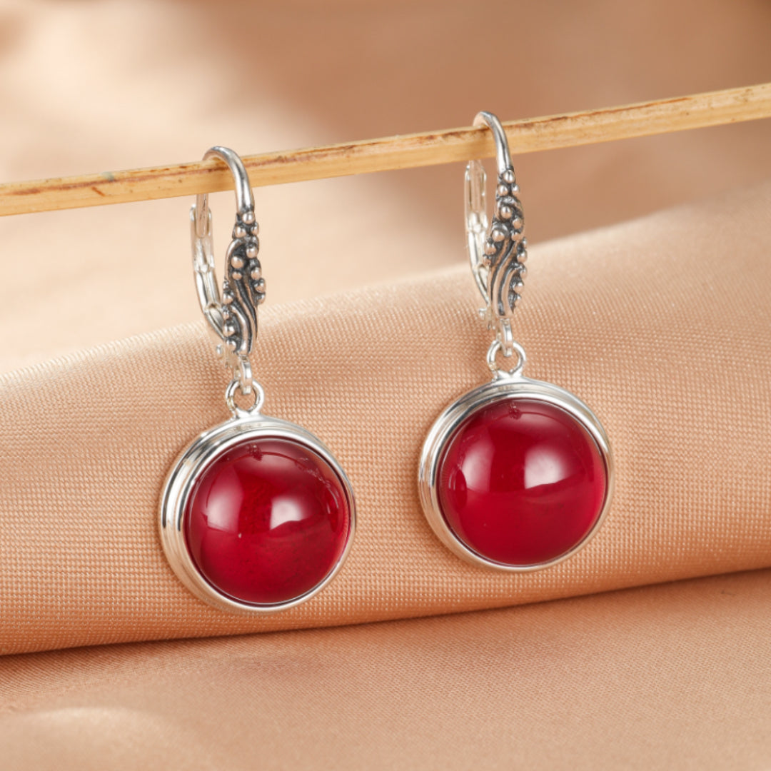 Boucles d’Oreilles Cornaline – Lueur d’Énergie, Argent