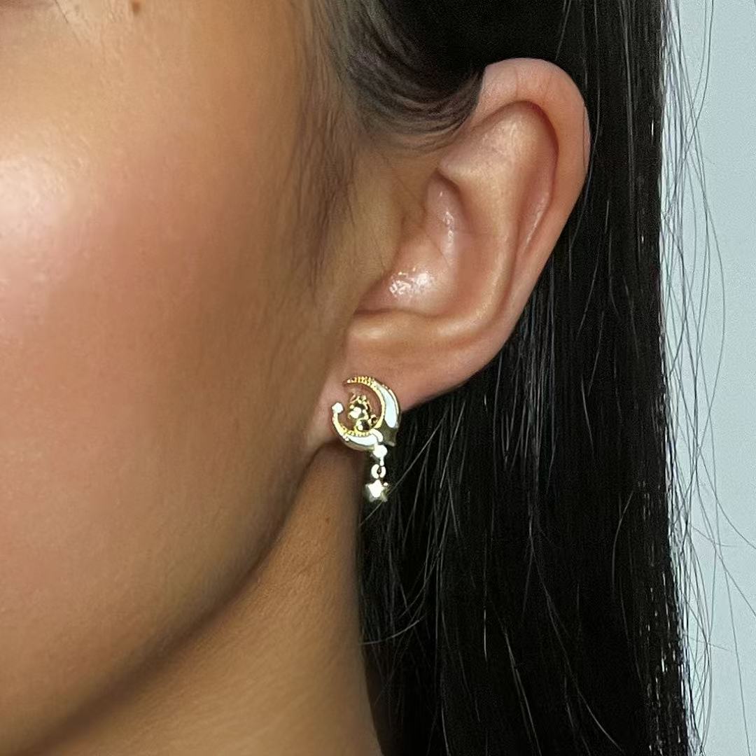 Bijoux-Boucles d’oreilles Cheval – Rêve Étoilé, Argent Plaqué Or