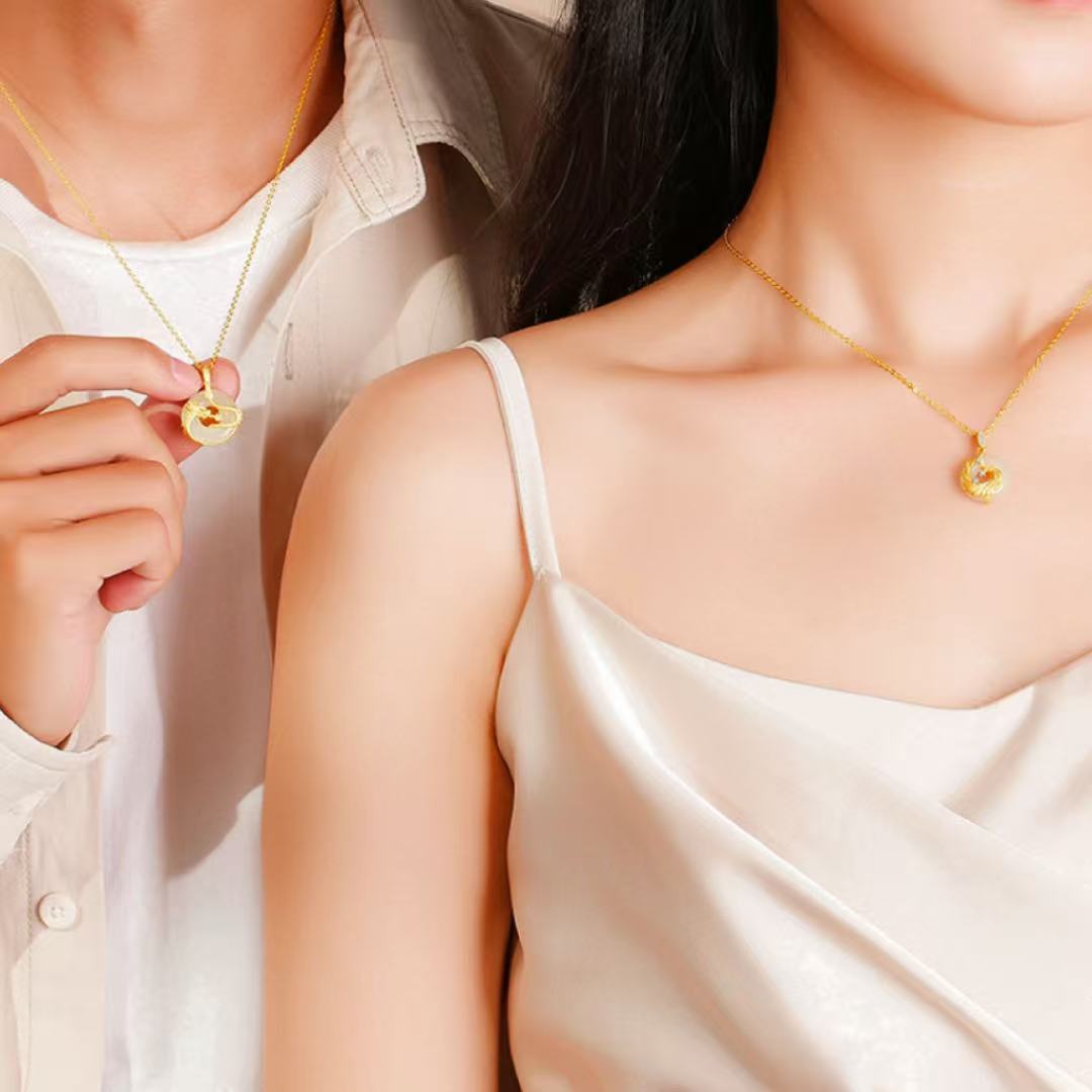 Collier Jade Couple – Union Sacrée, Argent Plaqué Or