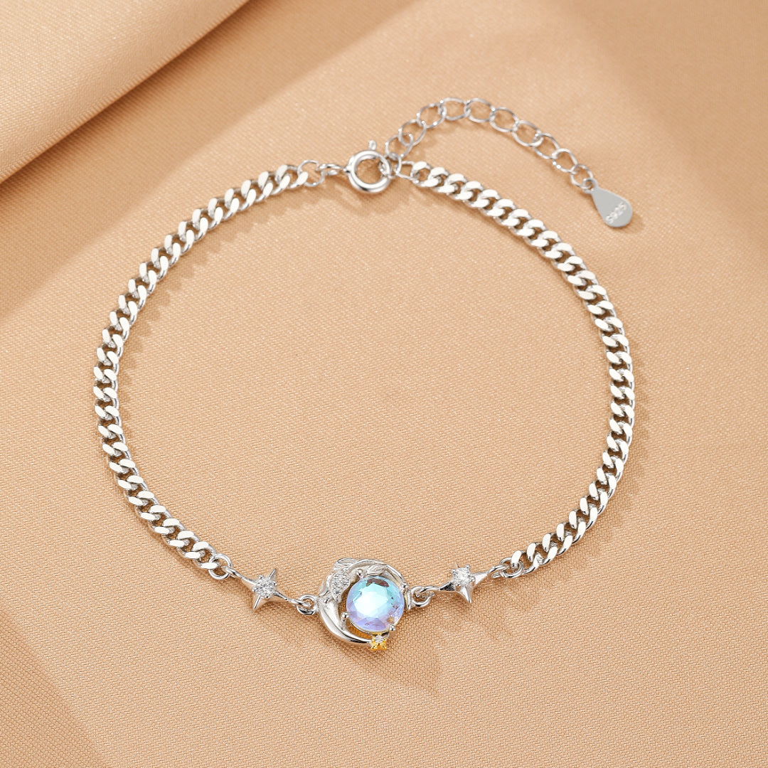 Bracelet Couple – Clair de Lune et Rose, Argent