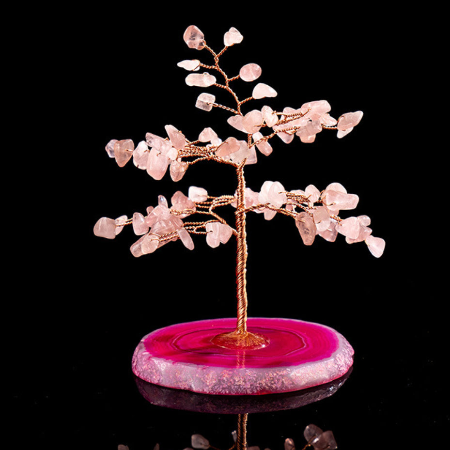 Amour - Arbre de Vie en Quartz Rose et Agate