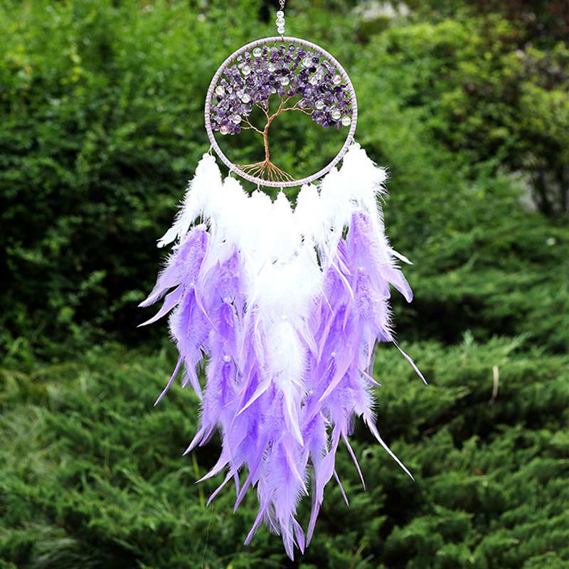 Attrape rêve Arbre de Vie 'Sagesse' en Améthyste