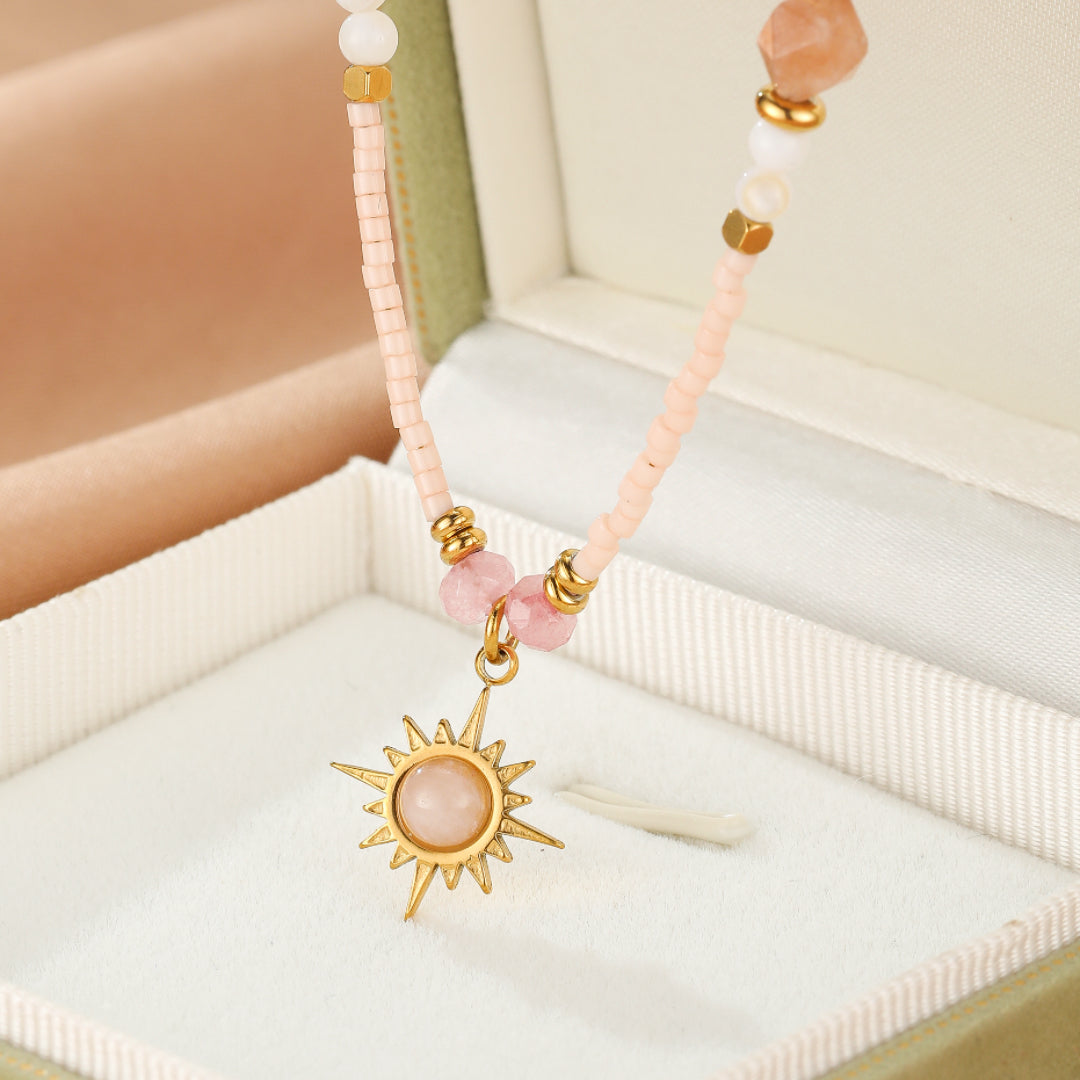 Collier Rhodonite – Rayonnement d’Été