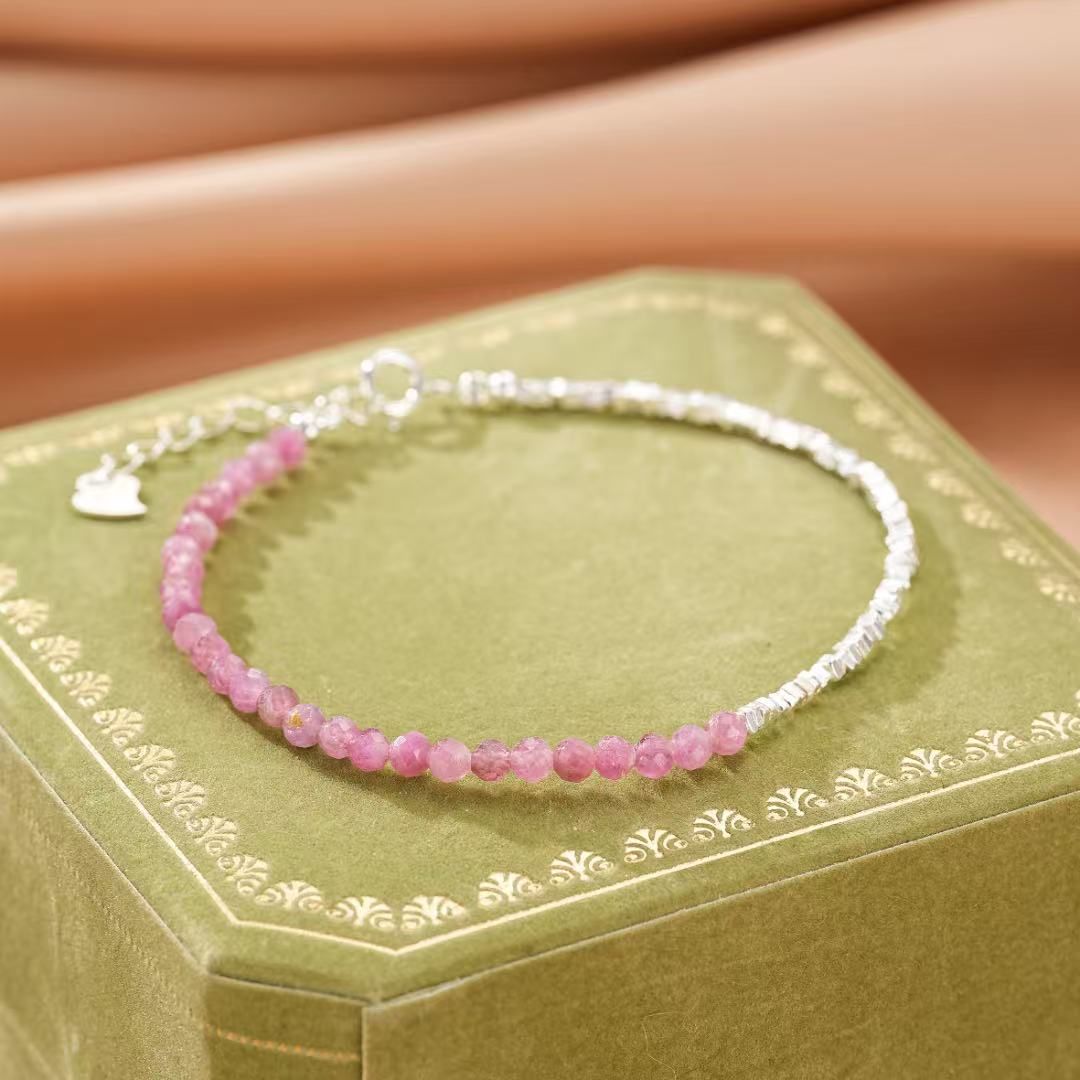 Bracelet Tourmaline – Rose Intuitive, Argent