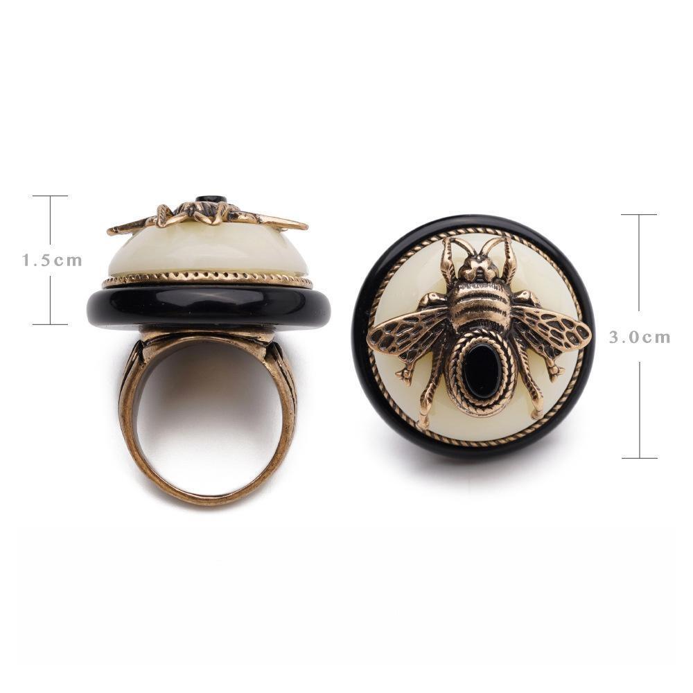 Bague Agate Noire – Abeille Royale