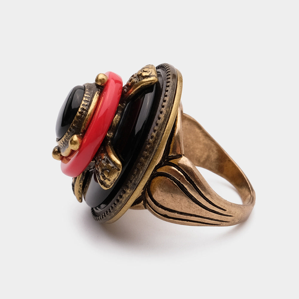Bague Agate - Rouge et Noir