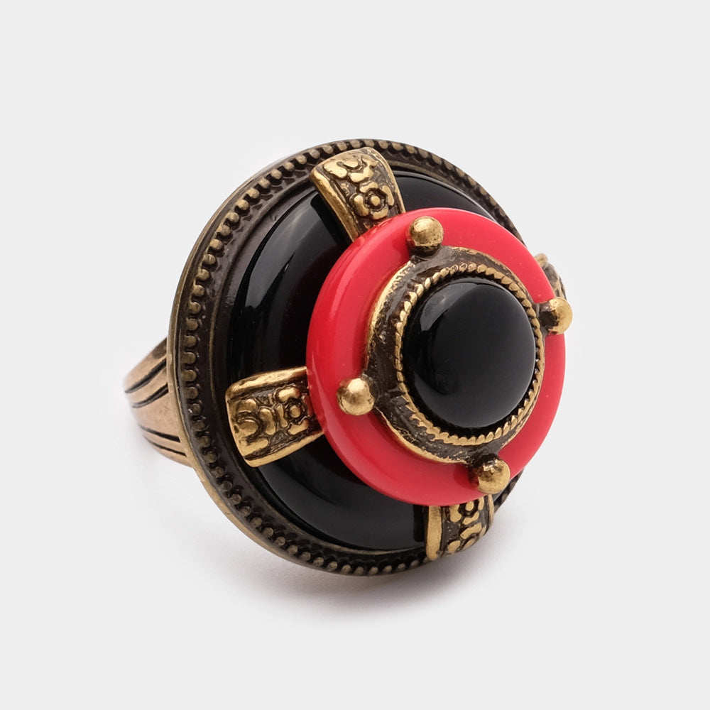 Bague Agate - Rouge et Noir