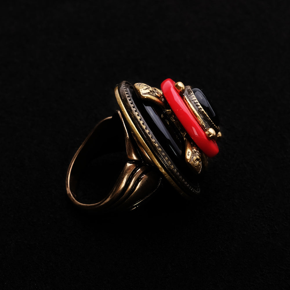 Bague Agate - Rouge et Noir