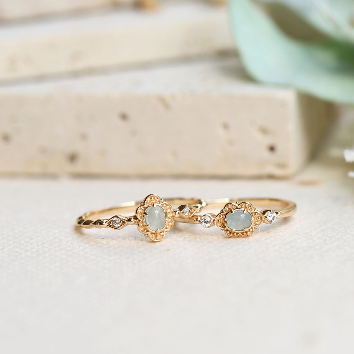 Bague Aigue Marine – Aura Marine, Argent Plaqué Or