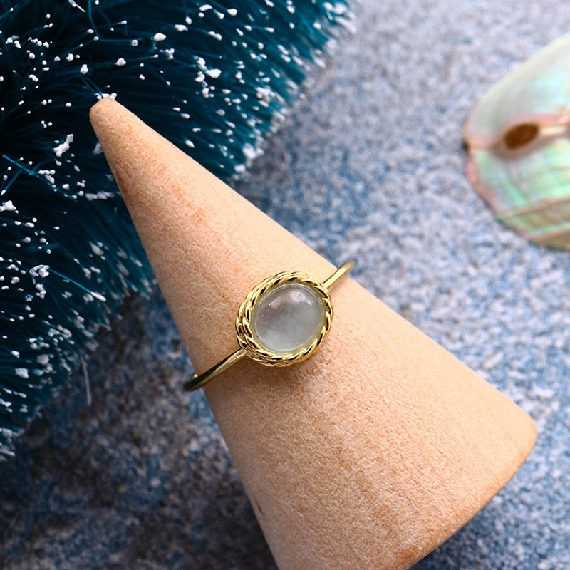 Aquamarine and Labradorite Ring – Blue Dream, Gold Plated Silver