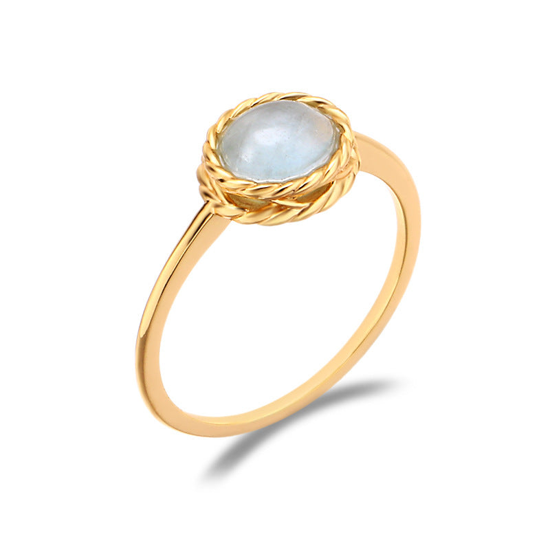 Bague Aigue Marine et Labradorite – Rêve Bleu, Argent Plaqué Or