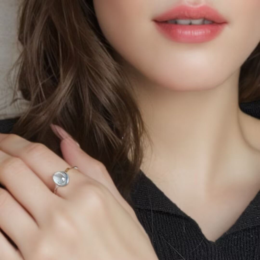 Bague Aigue Marine – Océan de Givre, Argent 925