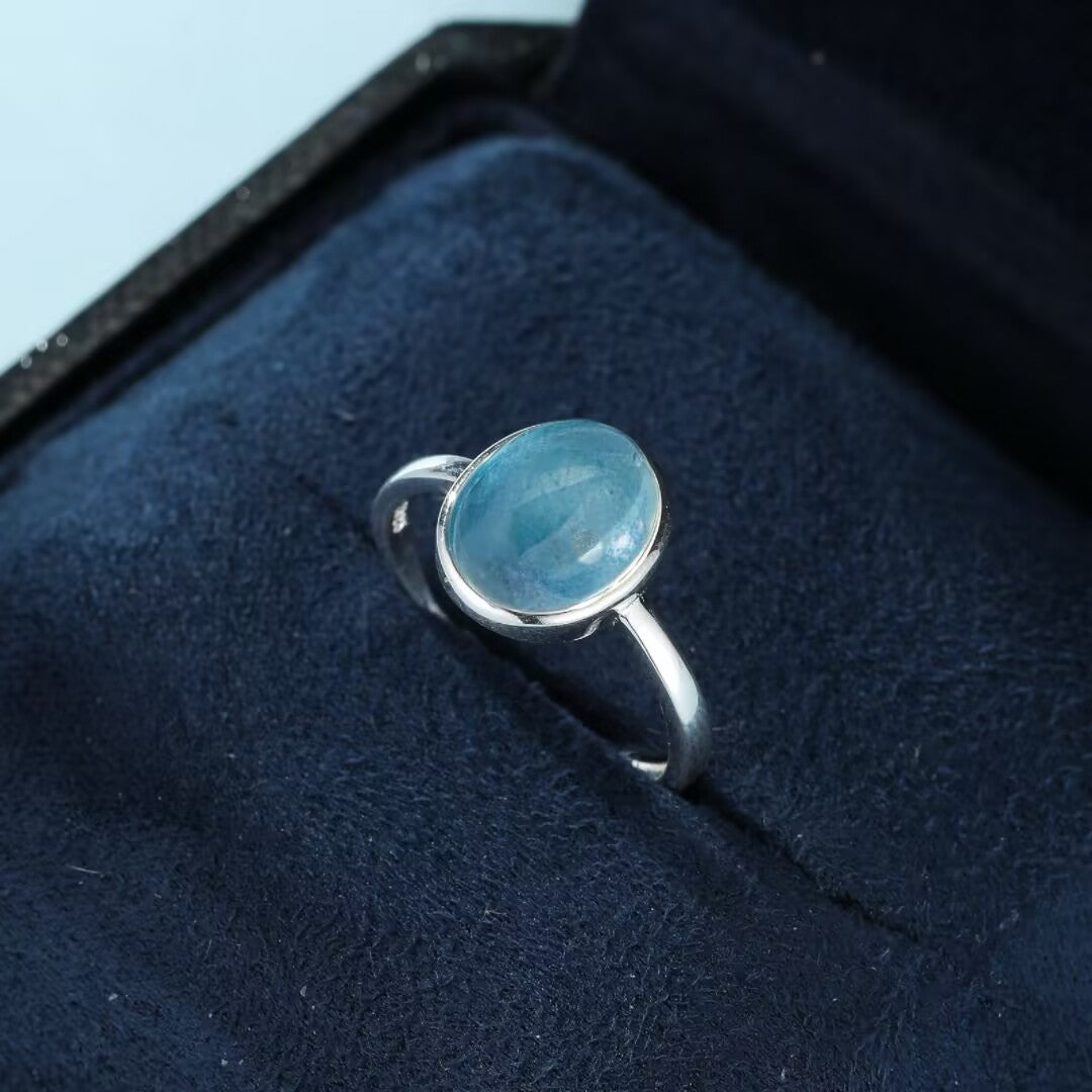 Bague Aigue Marine – Océan de Givre, Argent 925