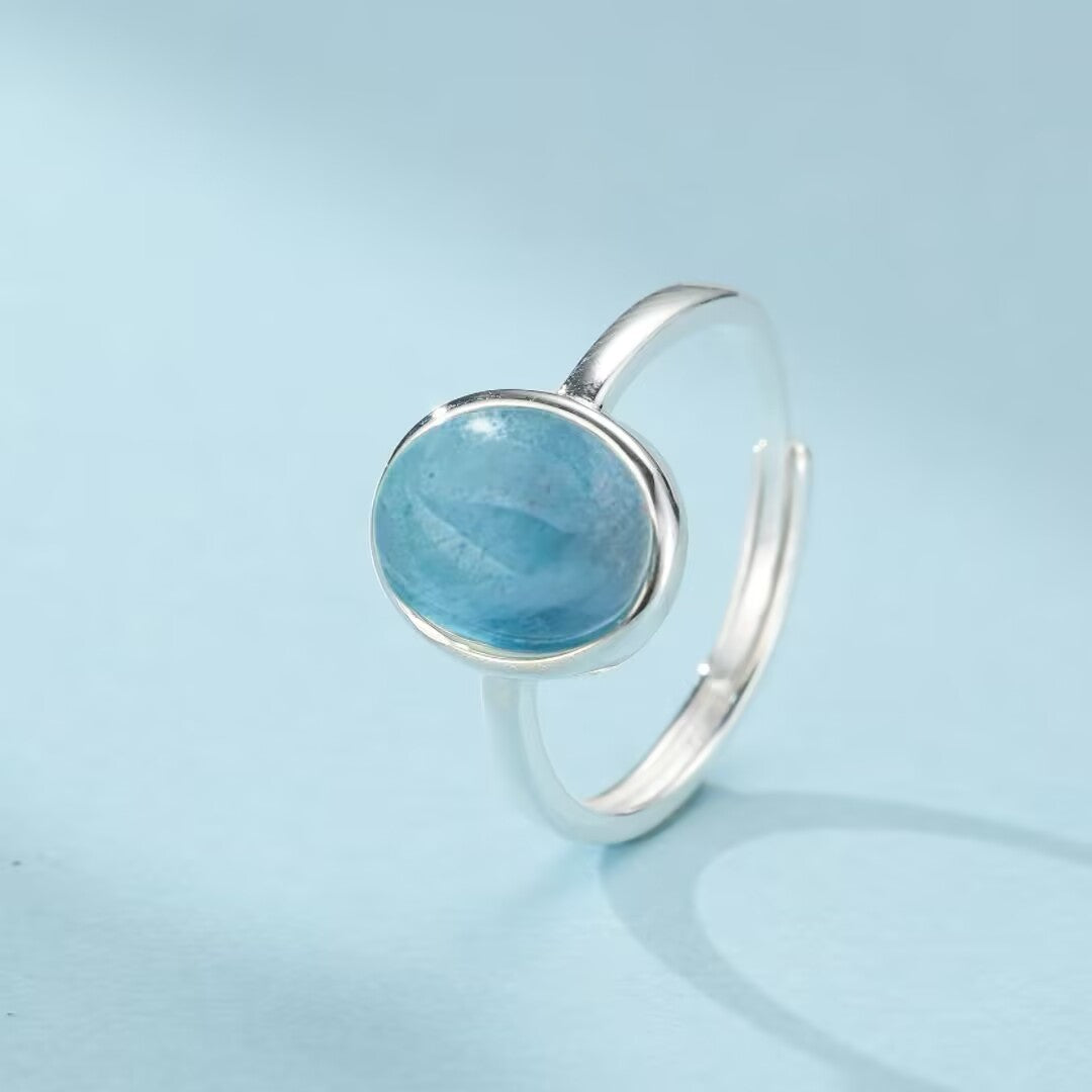 Bague Aigue Marine – Océan de Givre, Argent 925