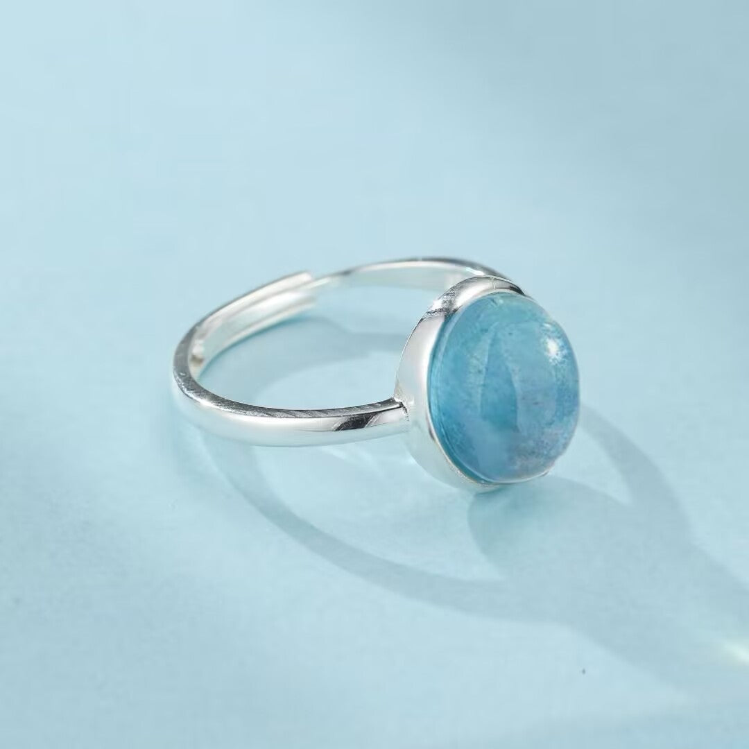 Bague Aigue Marine – Océan de Givre, Argent 925
