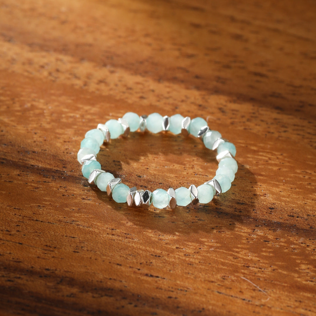 Bague Amazonite et Perle – Rêve Océanique