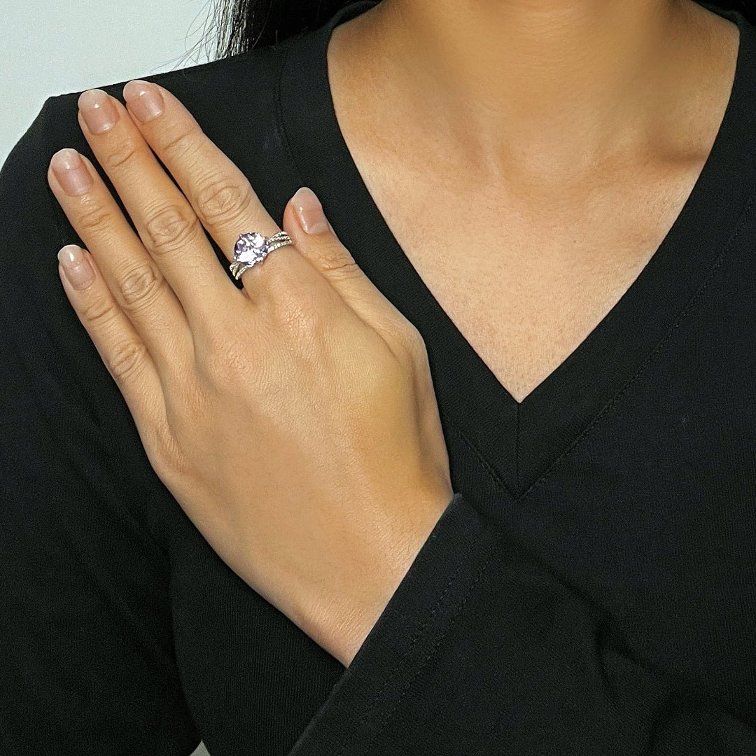 Bague Améthyste – Bonheur Céleste, Argent