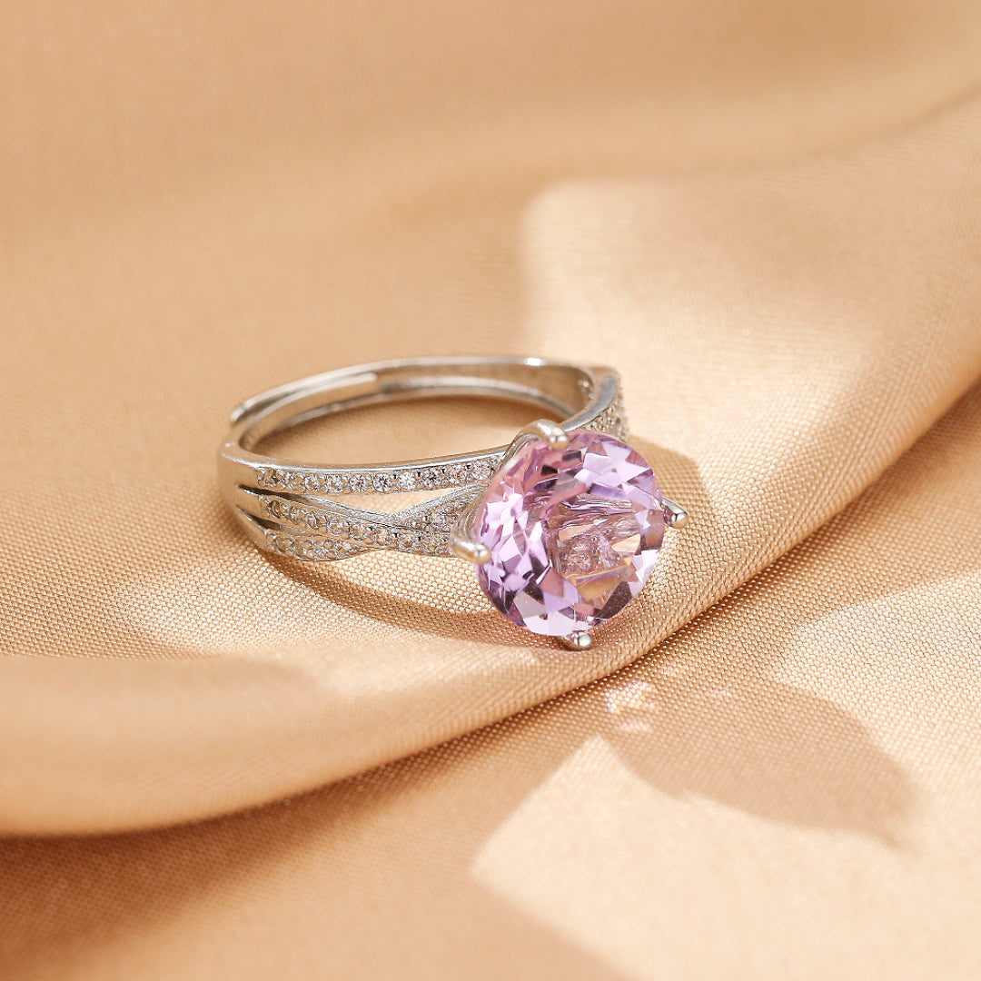 Bague Améthyste – Bonheur Céleste, Argent